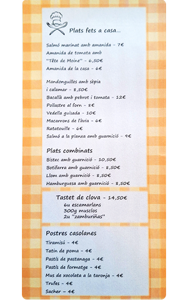 Carta Plats Cafeteria Orange